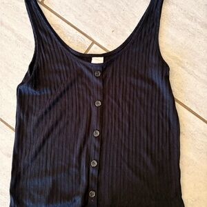 H&M Black Ribbed Buttoned Tank Top